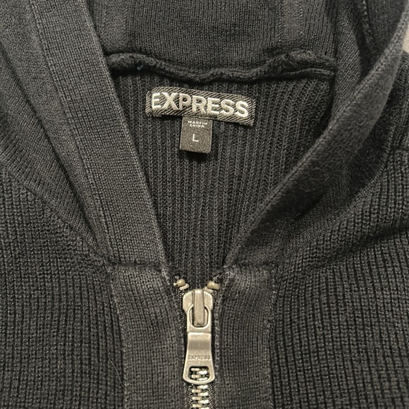 Men’s Black Express Zip Up Hoodie Size L - Picture 3 of 8